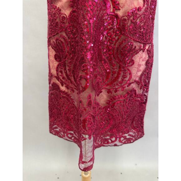 Free People Night Shimmers mini dress raspberry red Size 2 NWT New - Picture 5 of 13